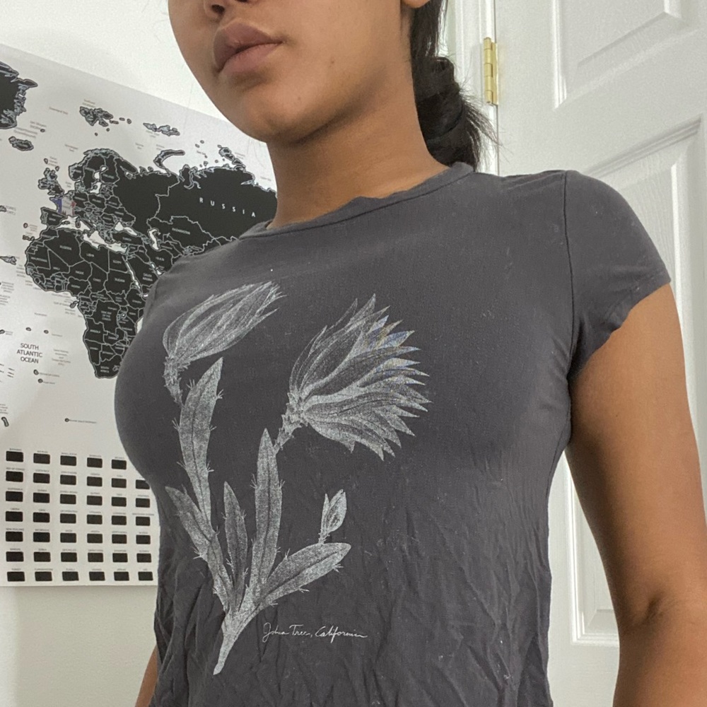 Dark Gray flower print top